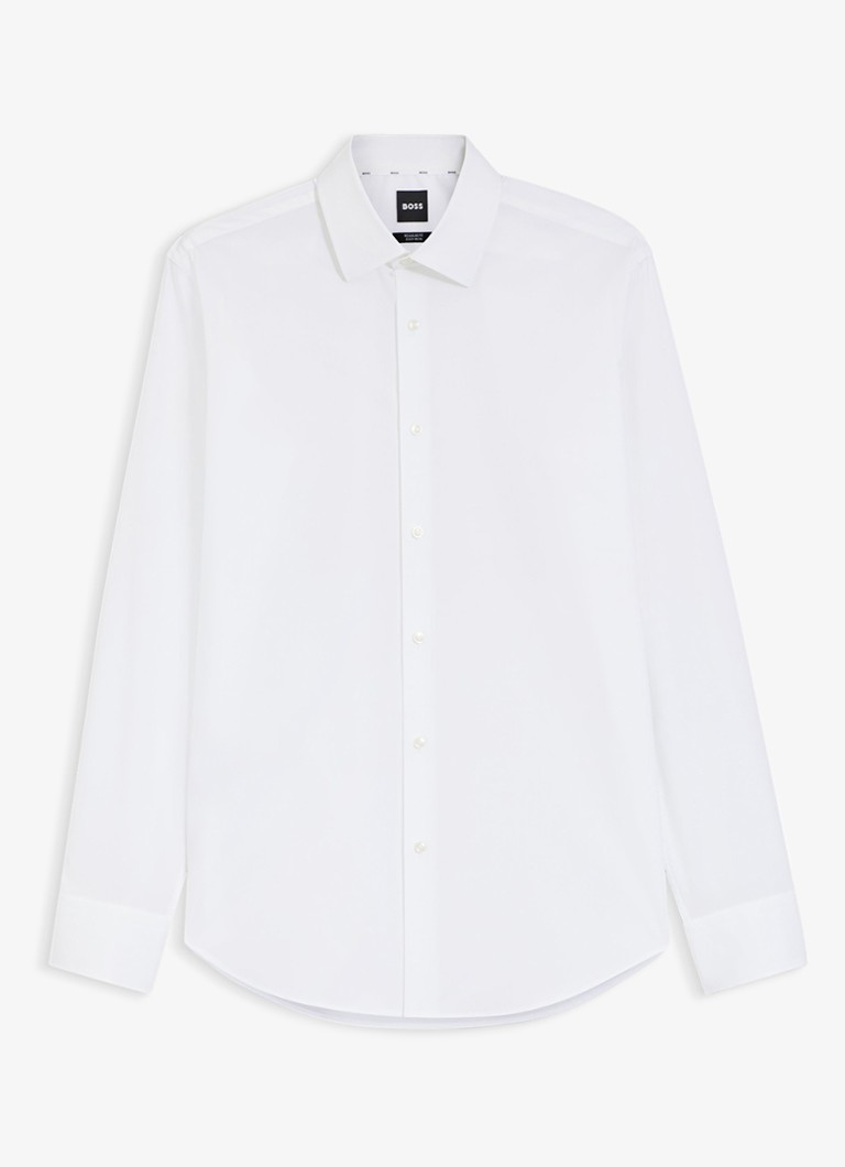 BOSS Heren Regular fit overhemd in katoenblend in de kleur Wit