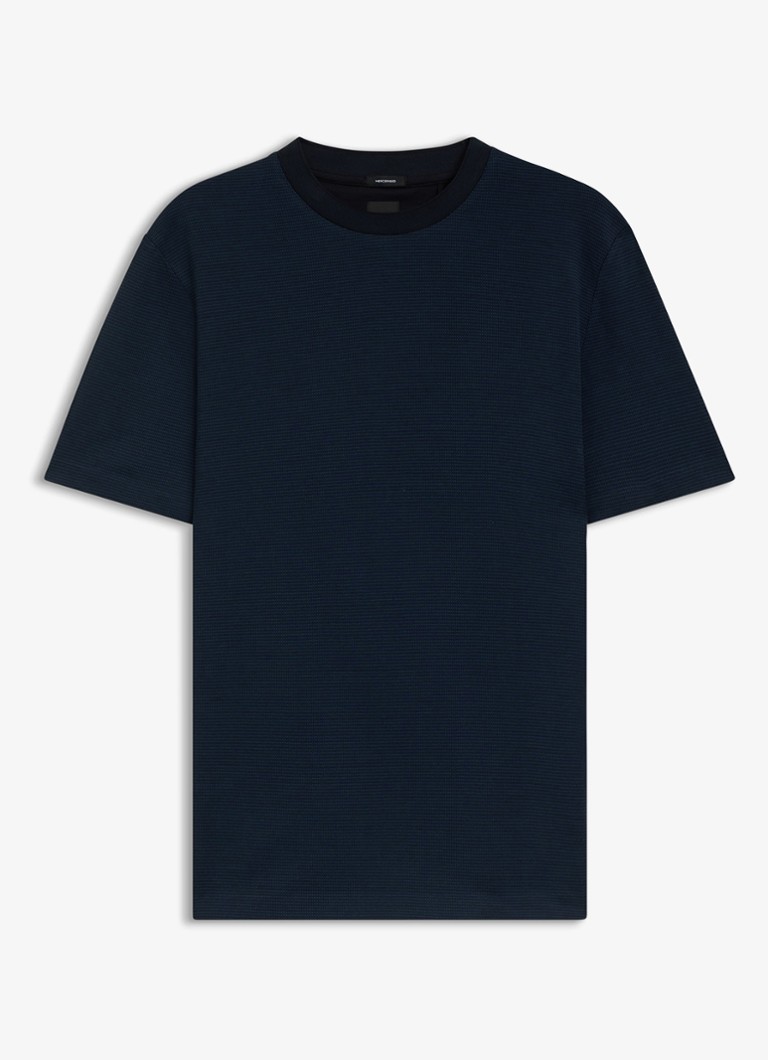 BOSS Heren T-shirt met structuur in de kleur Dark Blue-405 / Blauw