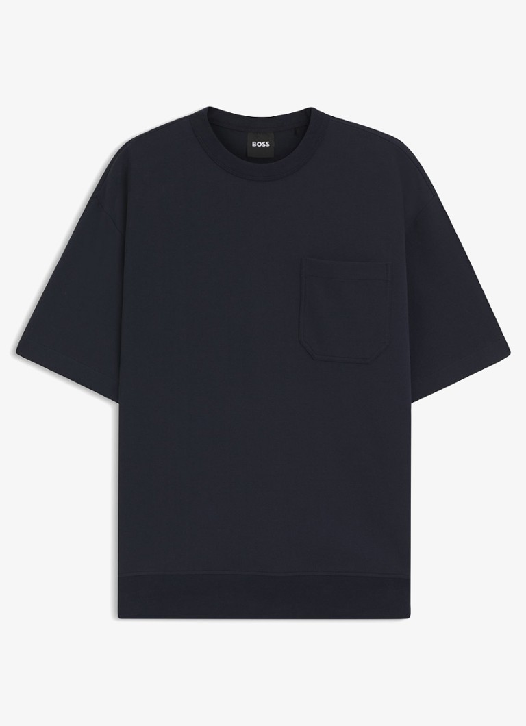 BOSS Heren T-shirt met borstzak in de kleur Blauw