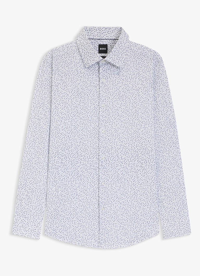BOSS Heren Slim fit overhemd met print in de kleur Middenblauw