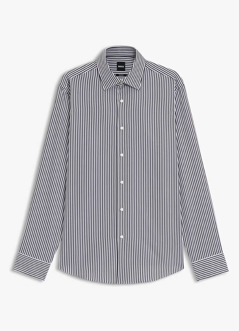 BOSS Heren Regular fit overhemd met streepprint in de kleur Donkerblauw