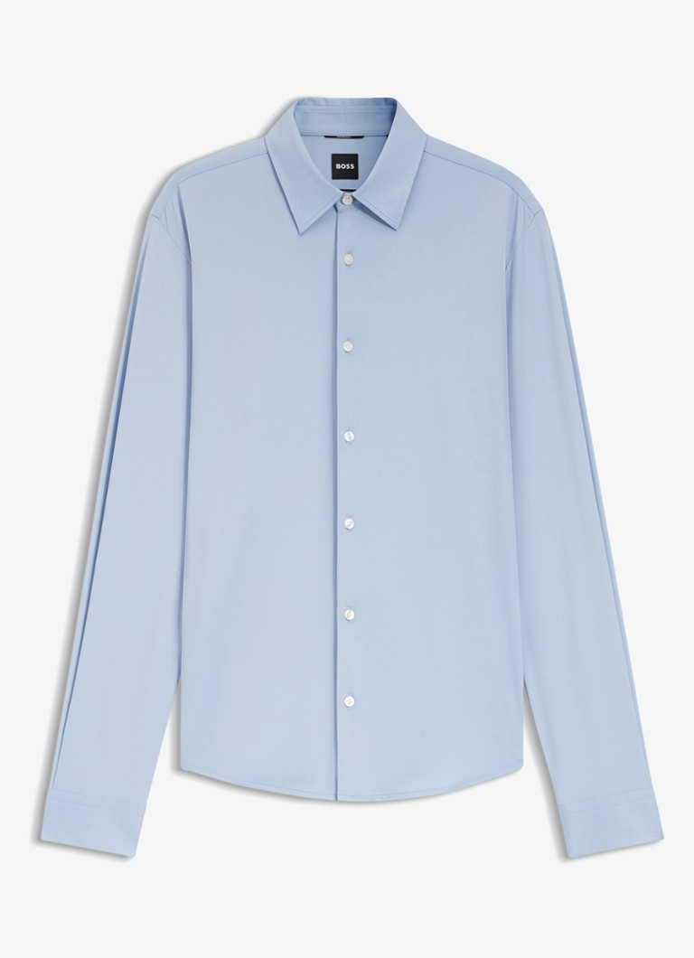 BOSS Heren Slim fit overhemd met kent kraag in de kleur Lichtblauw