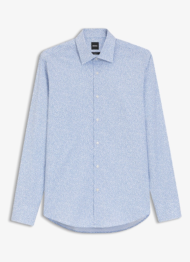 BOSS Heren Regular fit overhemd met grafische print in de kleur Lichtblauw