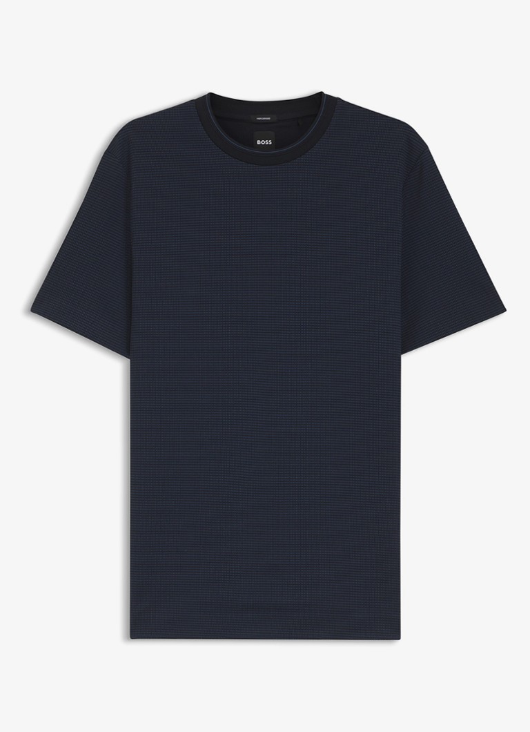 BOSS Heren T-shirt met streepprint en ronde hals in de kleur Blauw