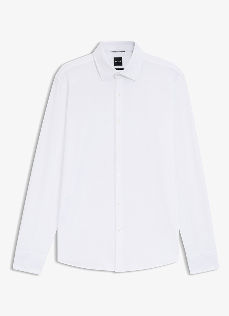 BOSS Heren Slim fit overhemd met stretch in de kleur Wit