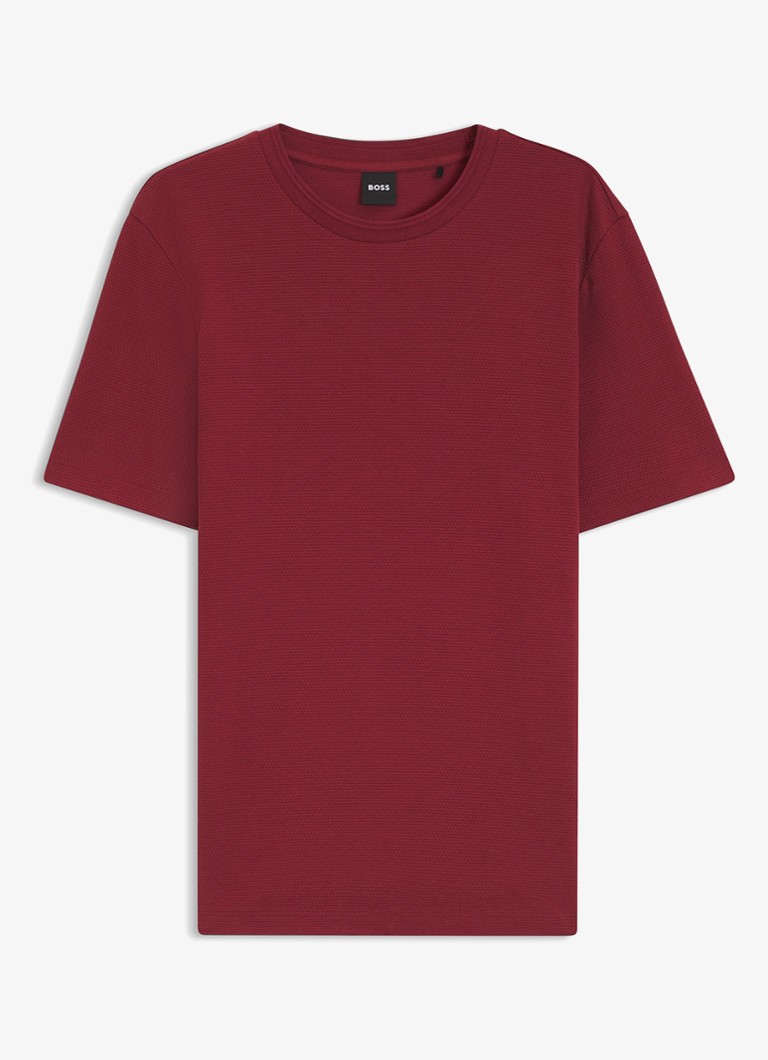 BOSS Heren T-shirt met structuur in de kleur Medium Red-611 / Rood