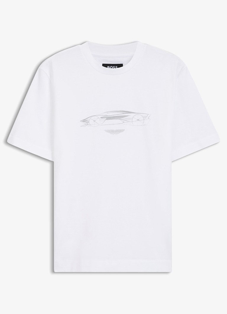 BOSS Heren T-shirt van katoen in de kleur Wit