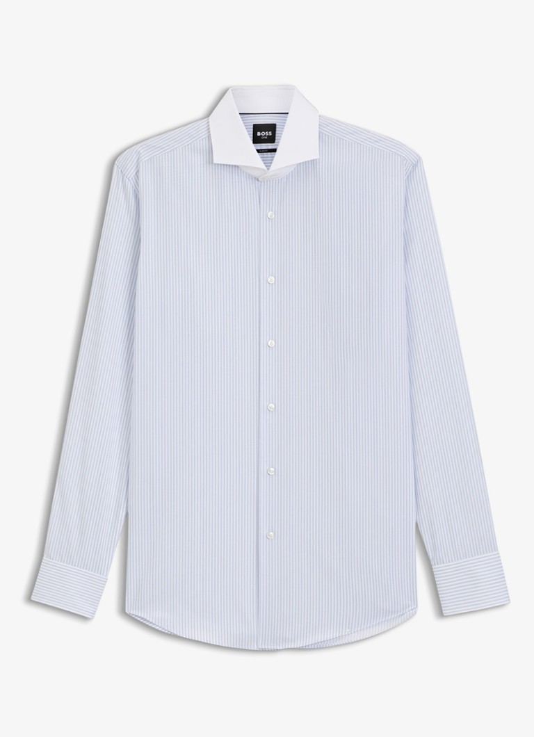 BOSS Heren Slim fit overhemd met streepprint in de kleur Lichtblauw