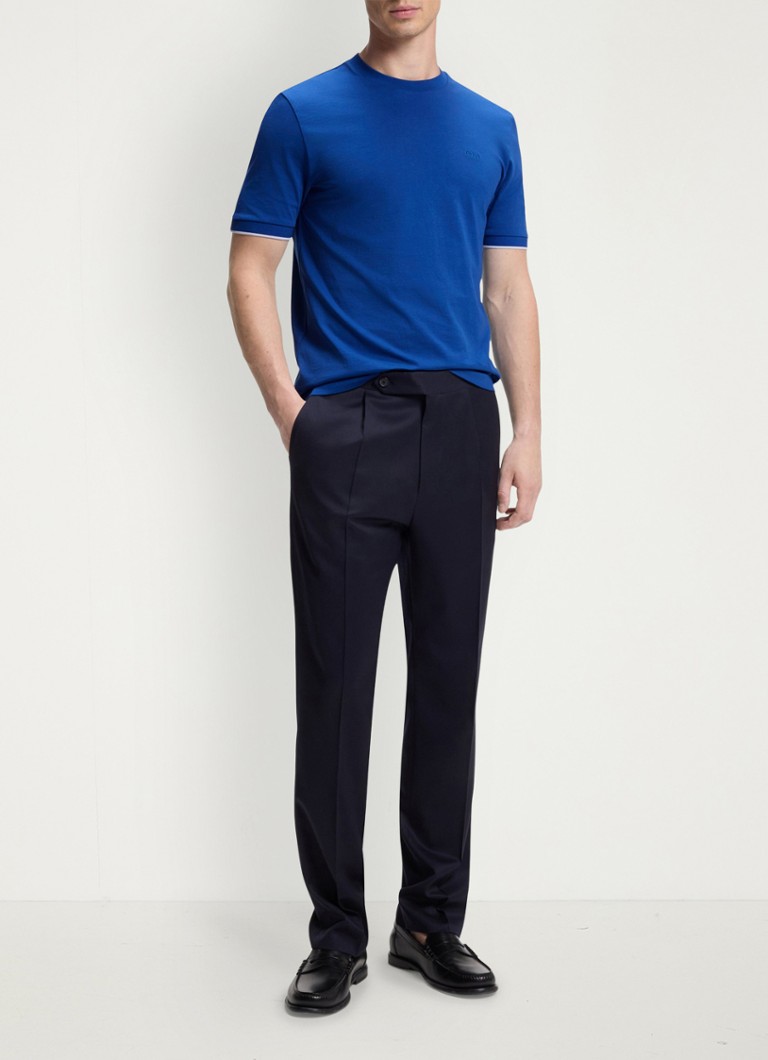 BOSS Heren T-shirt met logoborduring in de kleur Medium Blue-429 / Blauw
