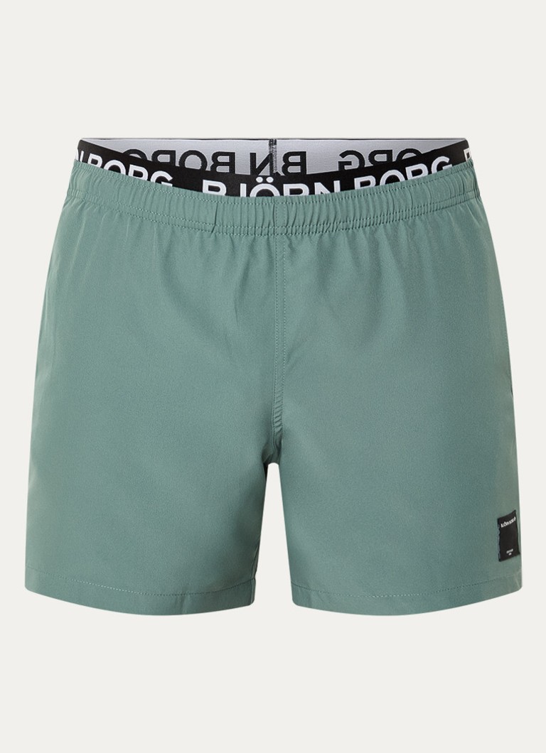 Björn Borg Heren Zwemshorts met elastische band en logo in de kleur Olijfgroen, maat: M