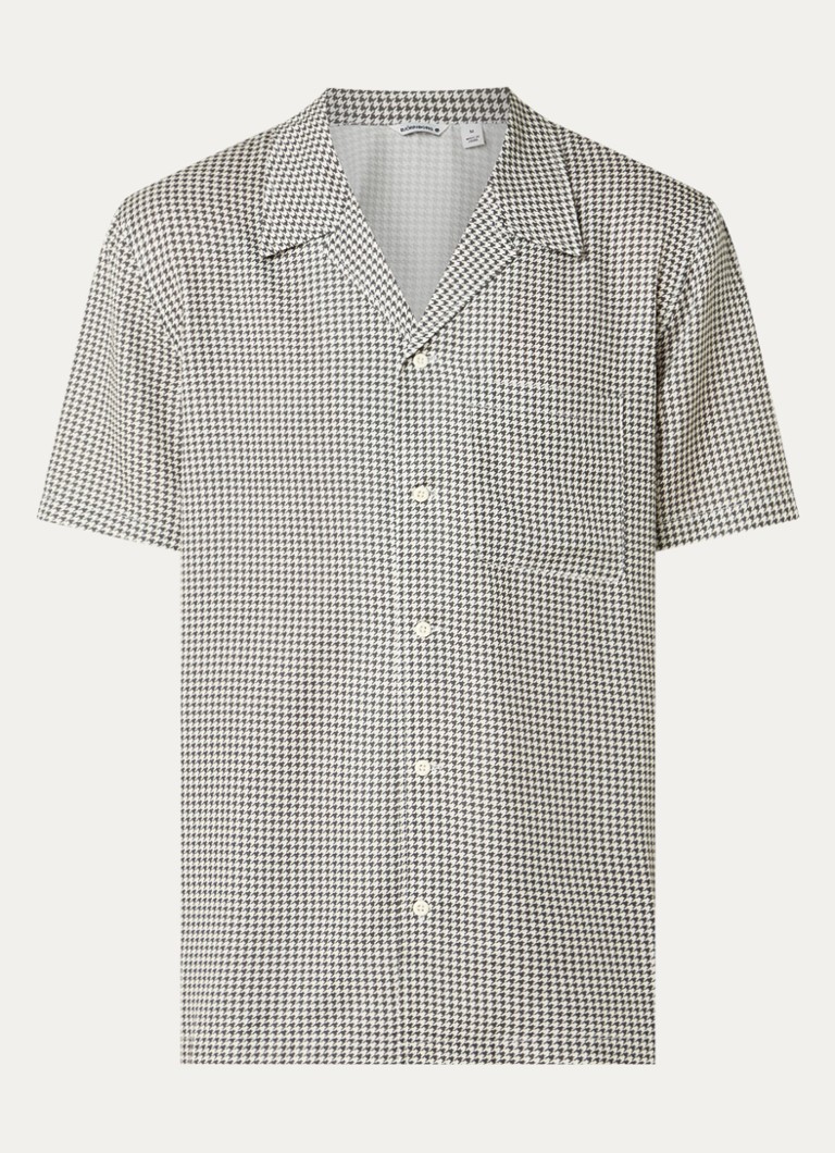Björn Borg Heren Overshirt met pied-de-poule dessin en borstzak in de kleur Bronsgroen, maat: L