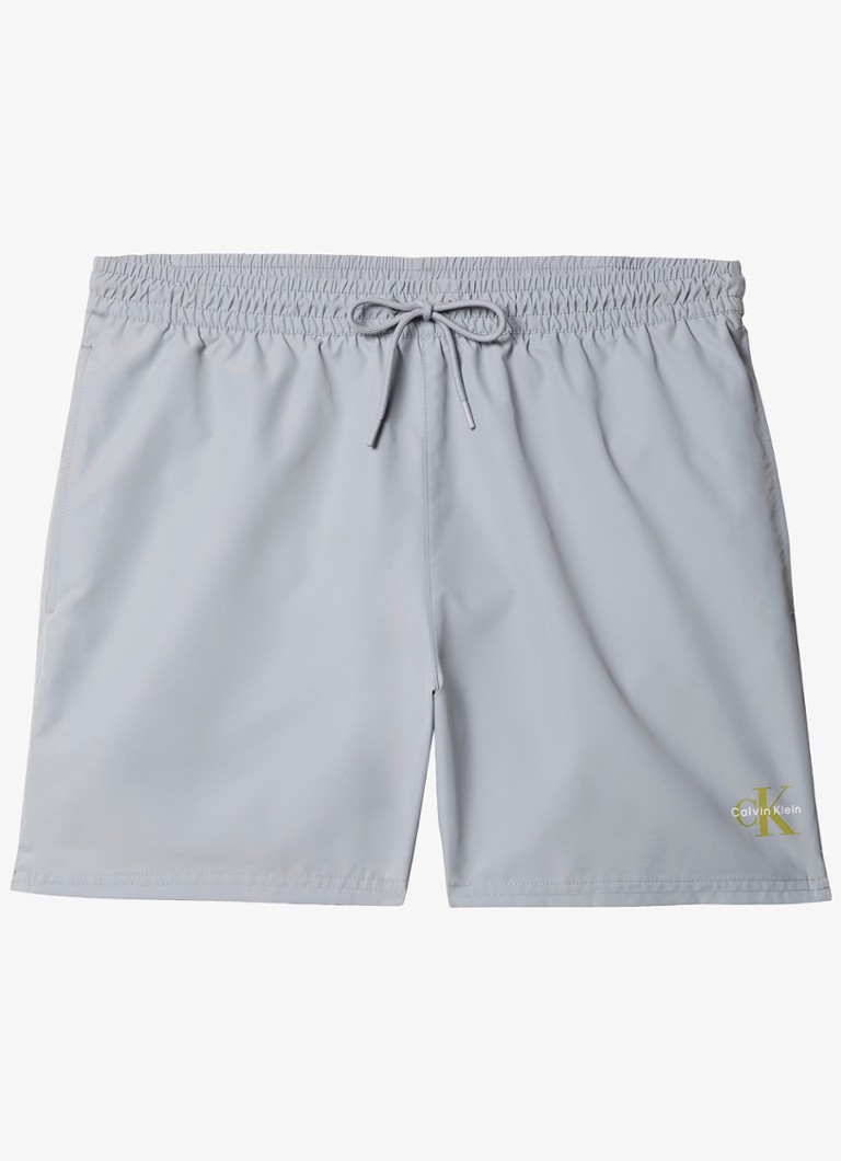 Calvin Klein Heren Zwemshorts met logo en trekkoord in de kleur Grijs, maat: XL