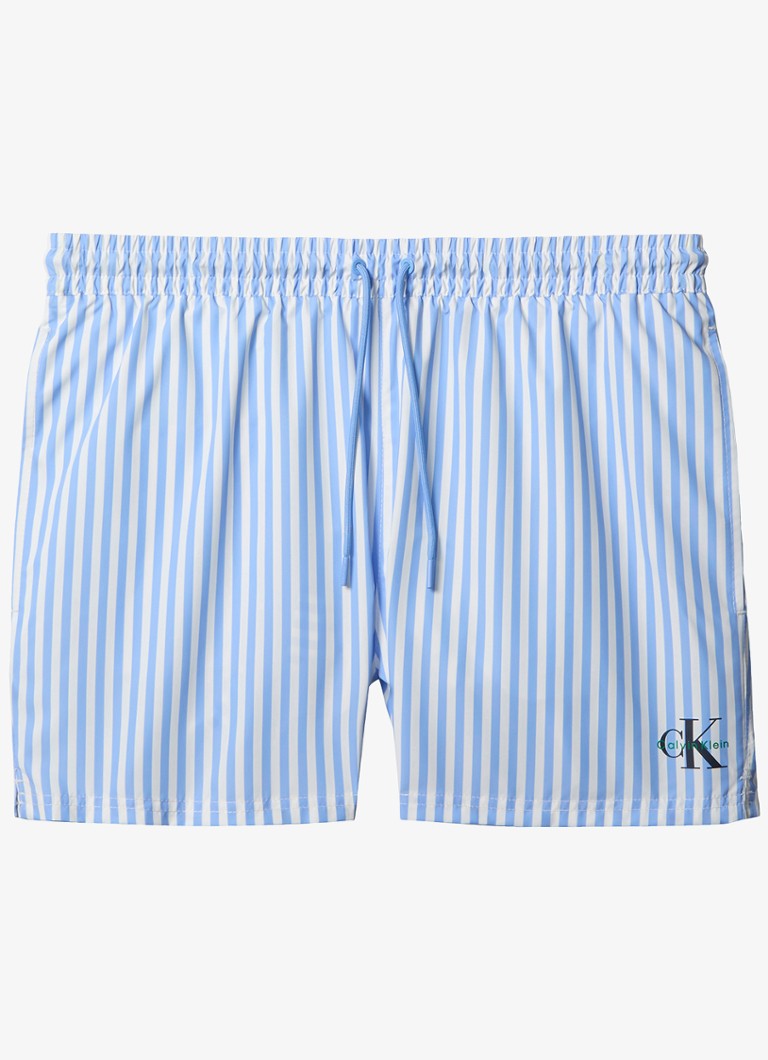 Calvin Klein Heren Zwemshorts met logo en trekkoord in de kleur Blauw, maat: S