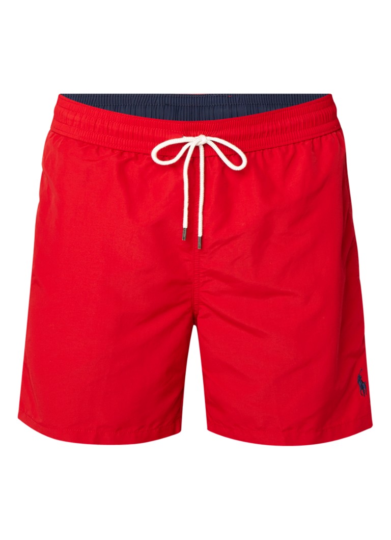 Ralph Lauren Heren Traveler zwemshorts met logo en koordsluiting in de kleur Steenrood, maat: XL