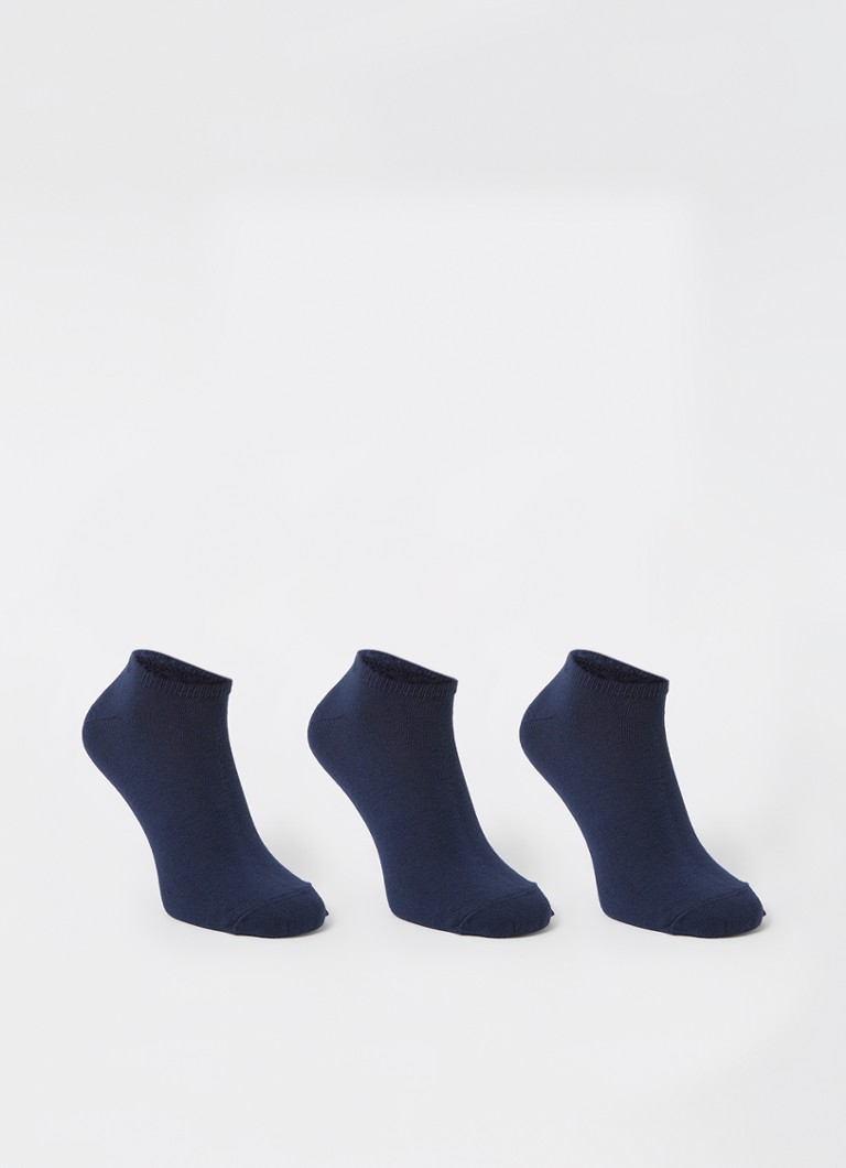 Ralph Lauren Heren Sneakersokken met logoborduring in 3-pack in de kleur Donkerblauw, maat: ONE SIZE