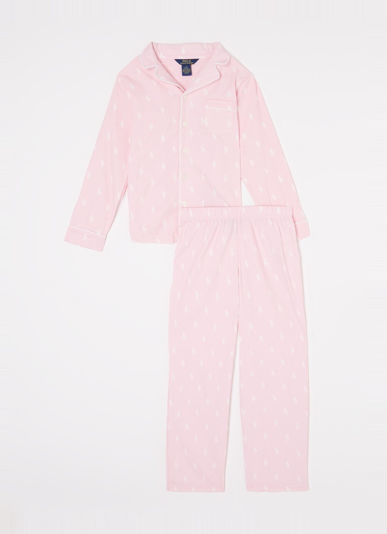 Ralph Lauren Meisjes Pyjamaset met logoprint in de kleur Roze, maat: 152