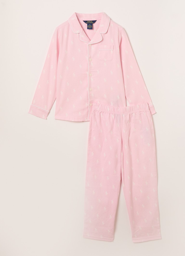 Ralph Lauren Meisjes Pyjamaset met logoprint in de kleur Lichtroze, maat: 110/116