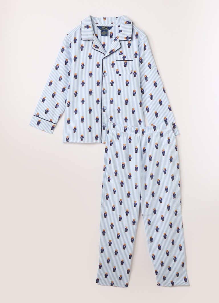 Ralph Lauren Meisjes Pyjamaset met logoprint in de kleur Lichtblauw, maat: 116/122
