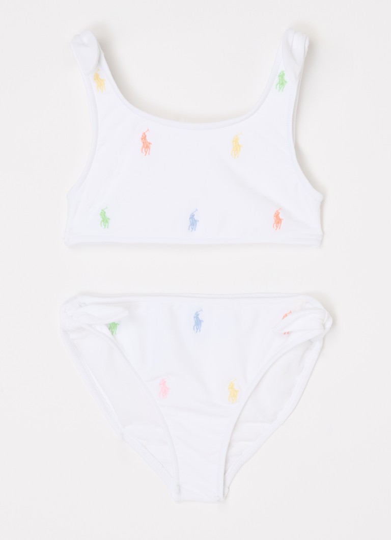 Ralph Lauren Meisjes Bikiniset met logoborduring in de kleur Wit, maat: 2