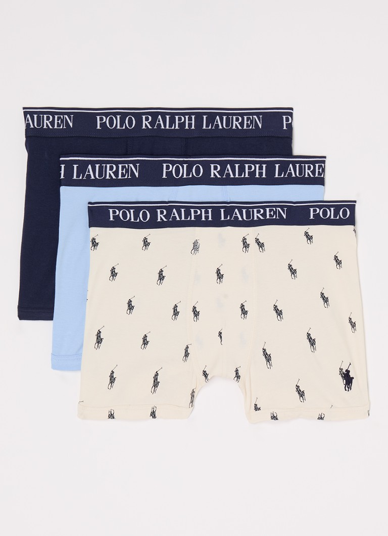 Ralph Lauren Jongens Boxershorts met logoband in 3-pack in de kleur Lichtblauw, maat: S