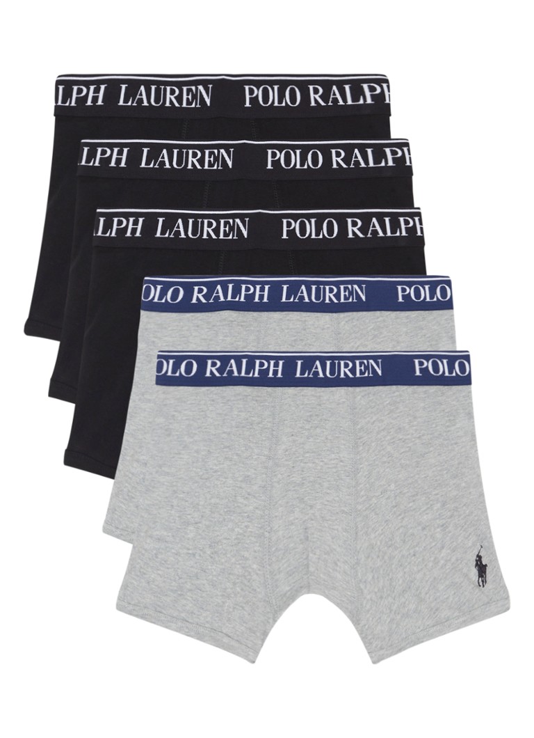 Ralph Lauren Jongens Boxershorts met logoband in 5-pack in de kleur Grijs, maat: 128