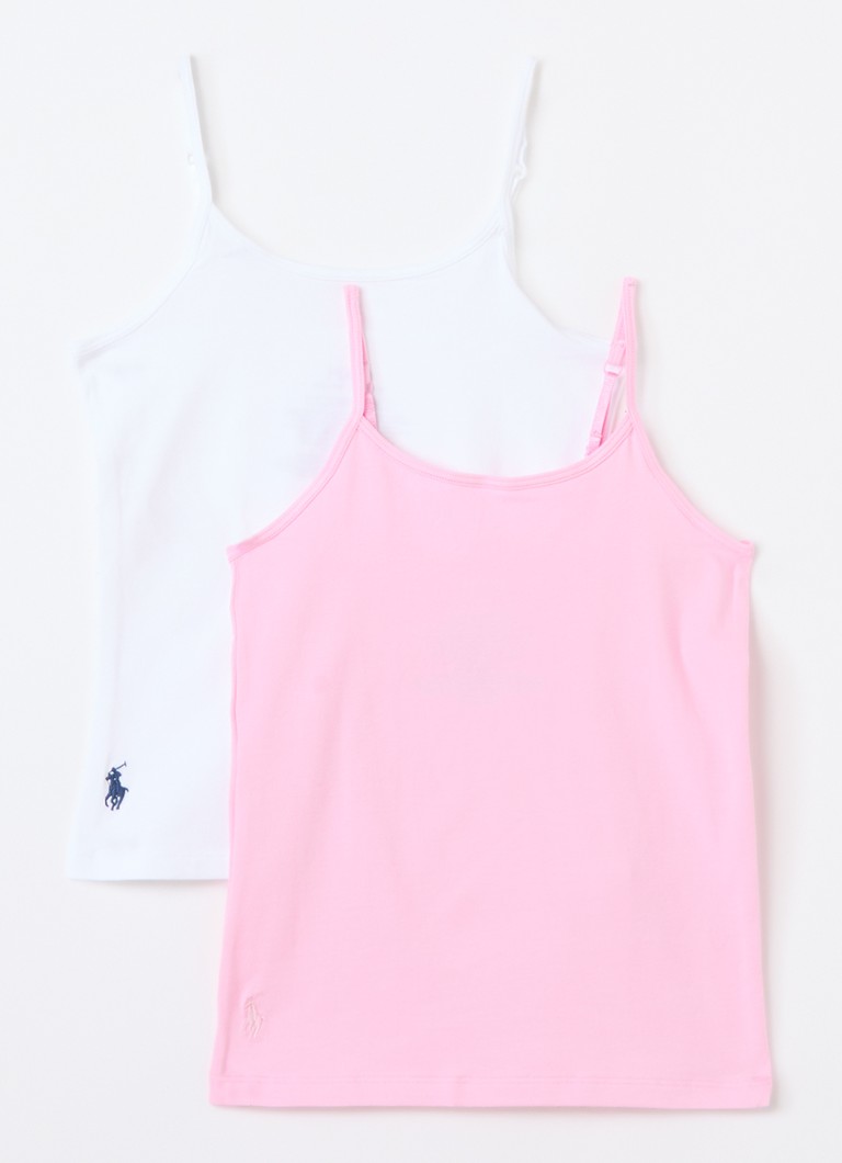Ralph Lauren Meisjes Singlet met logoborduring in 2-pack in de kleur Roze, maat: L=152