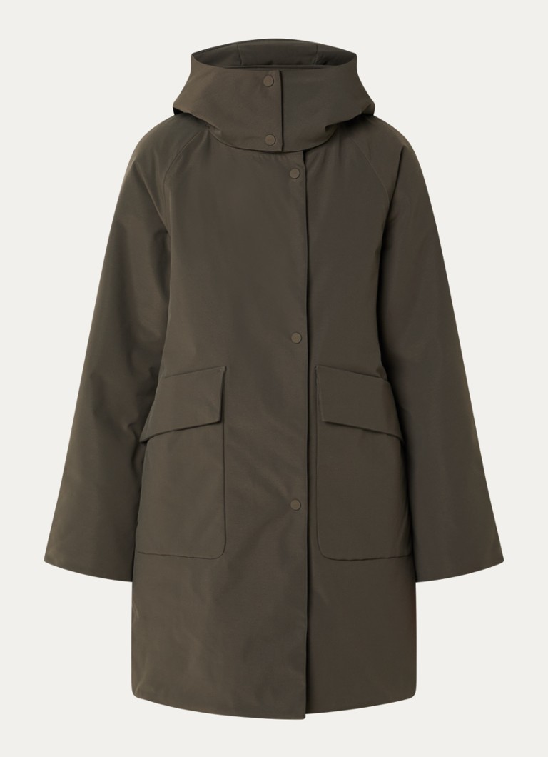 Elvine Dames Myra gewatteerde parka met afneembare capuchon en waterafstotende coating in de kleur Olijfgroen, maat: M