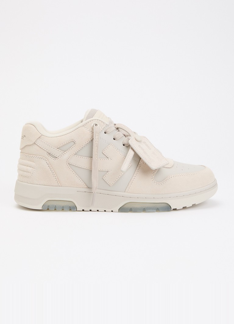 Off-White Heren Out Of Office sneaker van kalfsleer met kalfssuède details in de kleur Beige, maat: 40