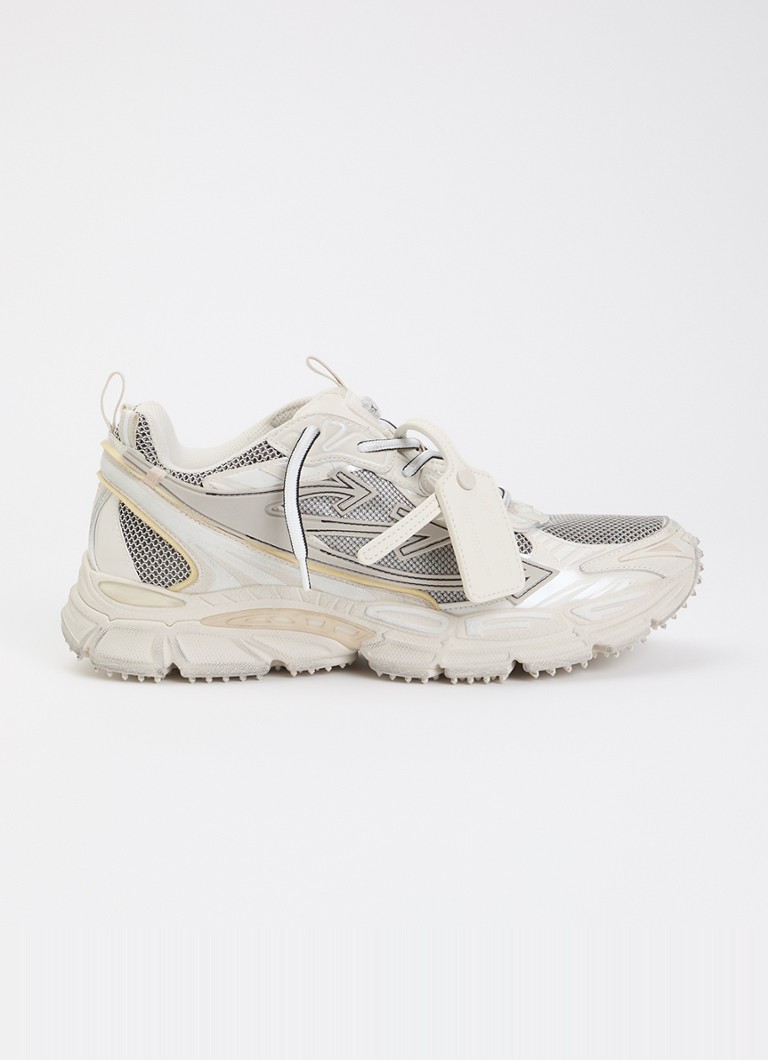 Off-White Heren Ow Be Right Back Worn Out sneaker met mesh details in de kleur Beige, maat: 40