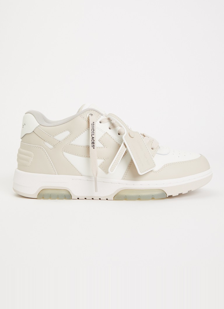 Off-White Heren Out Of Office sneaker van kalfsleer in de kleur Beige, maat: 45