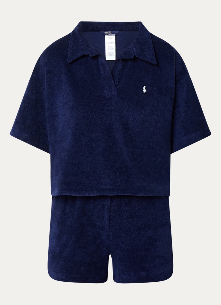 Ralph Lauren Dames Strandset van badstof met logo in de kleur Donkerblauw, maat: L