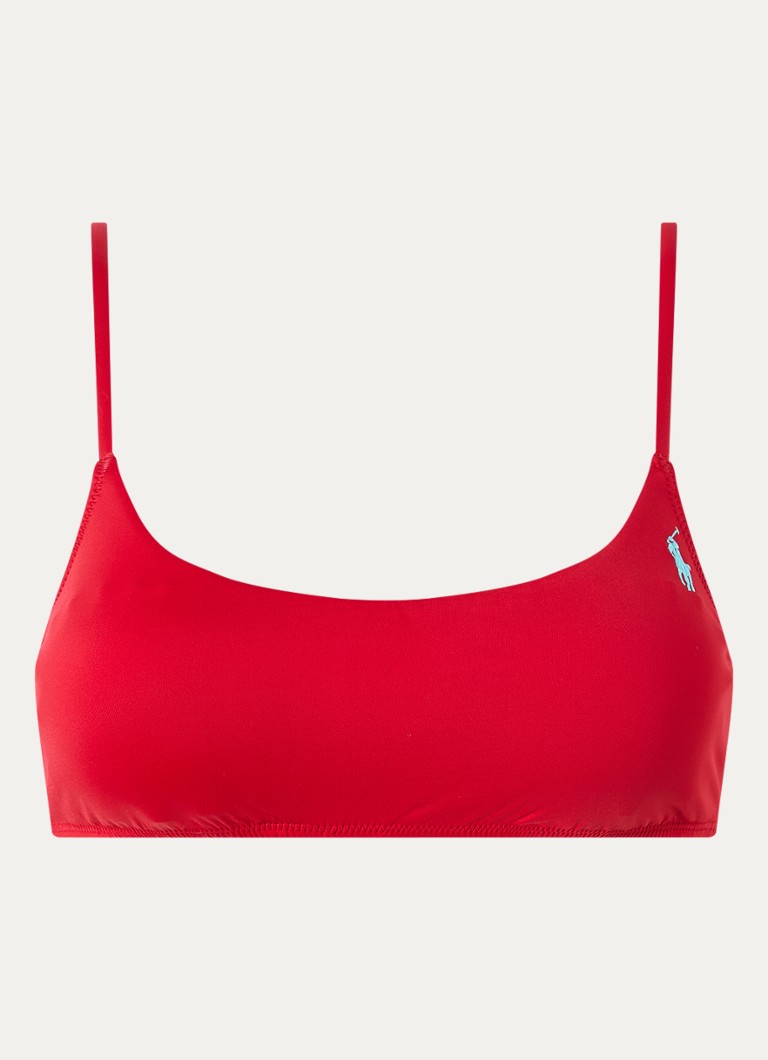 Ralph Lauren Dames Kennedy bralette bikinitop met logo in de kleur Rood, maat: M