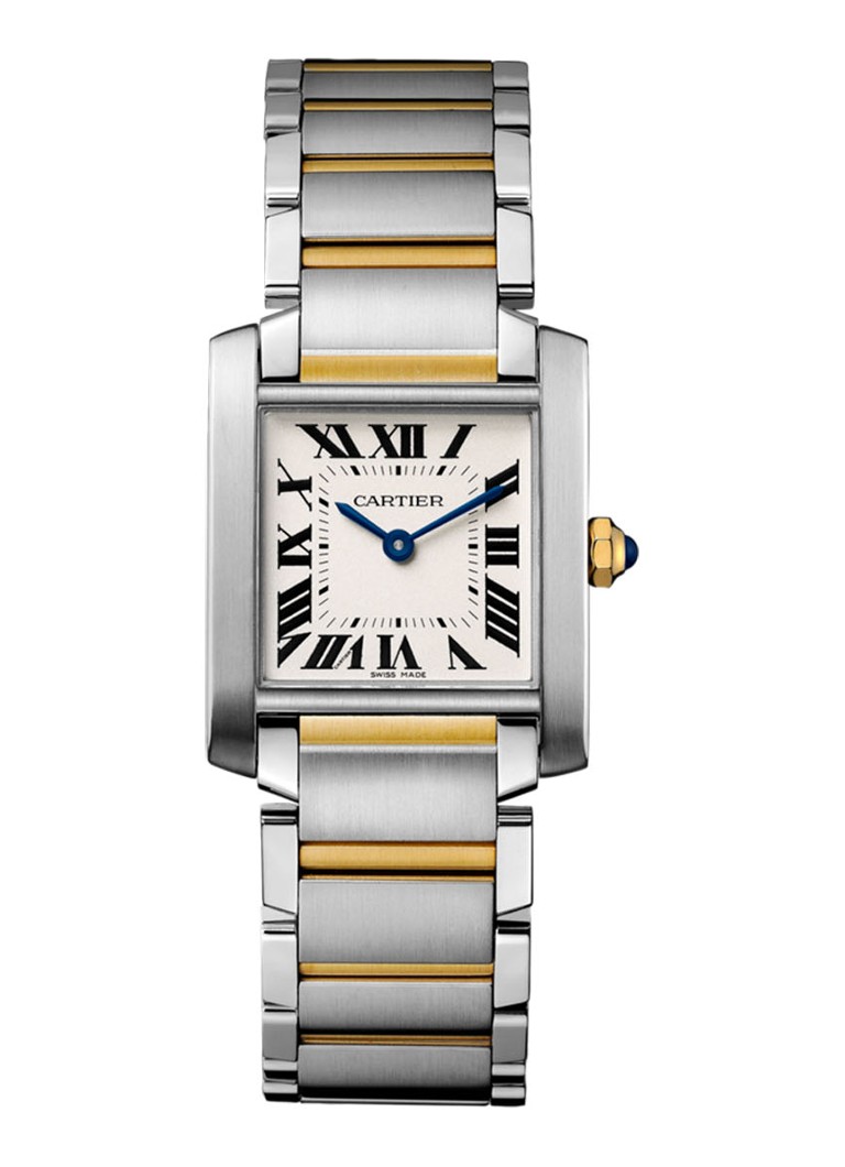 Cartier Dames Tank Française medium horloge van staal - W2TA0003 in de kleur Zilver