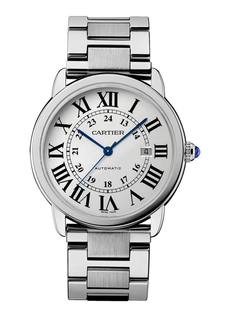 Cartier Heren Ronde Solo de Cartier 42 mm horloge van staal W6701011 in de kleur Zilver