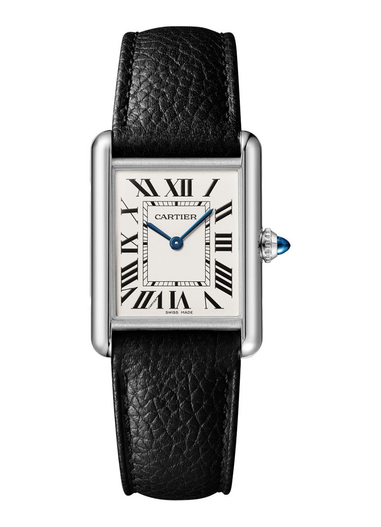 Cartier Heren Tank Must large horloge van staal en kalfsleer CRWSTA0041 in de kleur Zilver