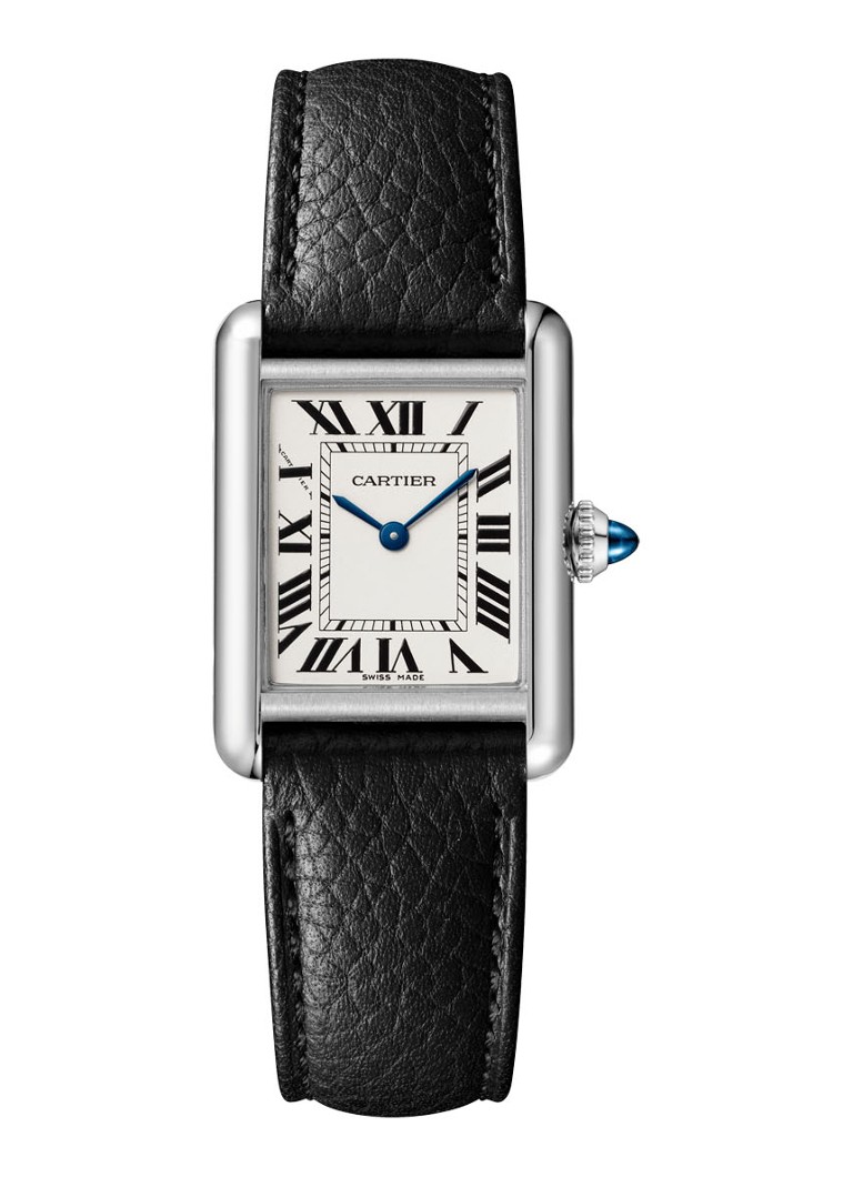 Cartier Dames Tank Must small horloge van staal en kalfsleer CRWSTA0042 in de kleur Zilver