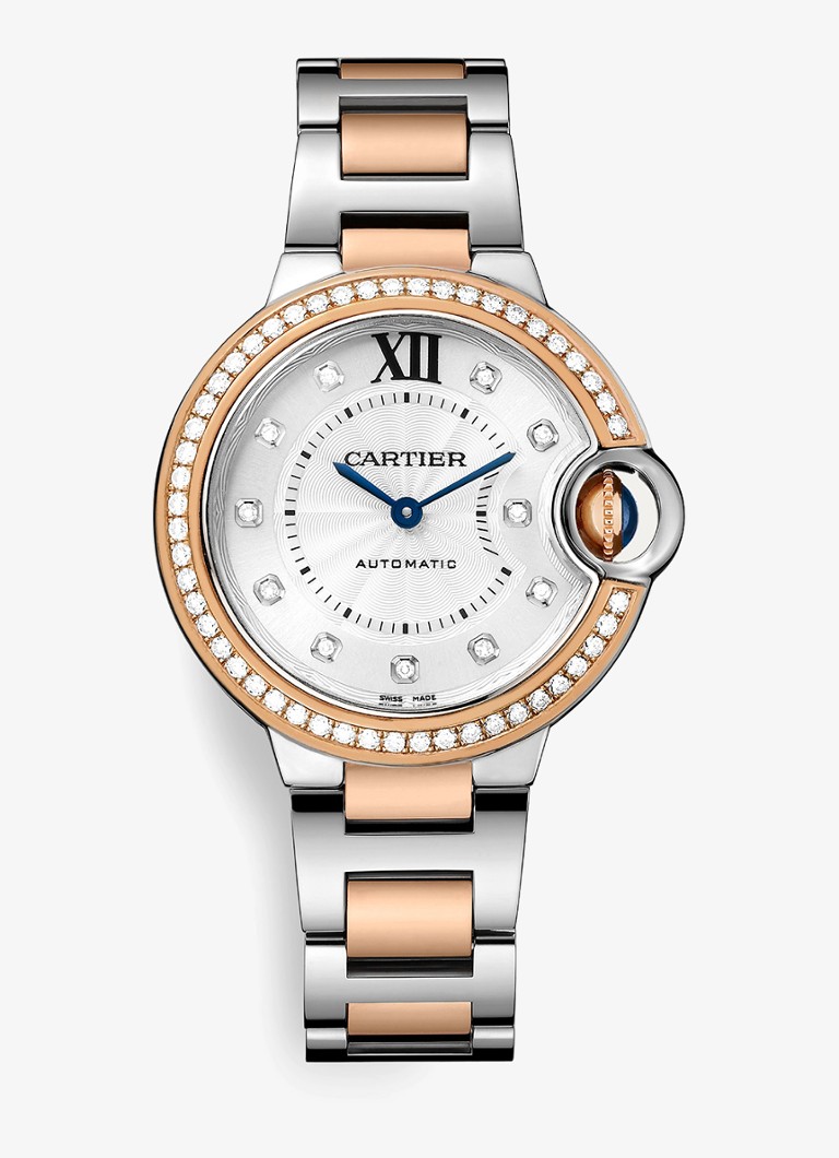 Cartier Dames Ballon Bleu de Cartier horloge van 18 karaat roségoud en staal met 0,63 ct diamant CRW3BB0023 in de kleur Roségoud