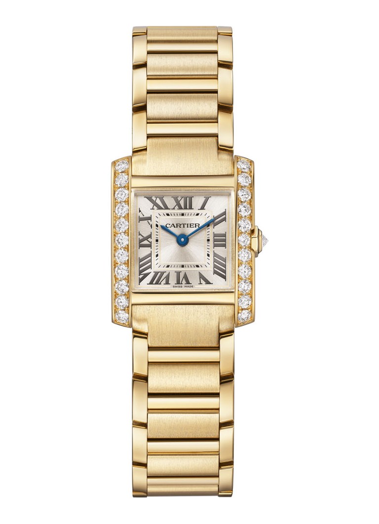 Cartier Dames Tank Française horloge small met diamanten CRWJTA0039 in de kleur Geelgoud