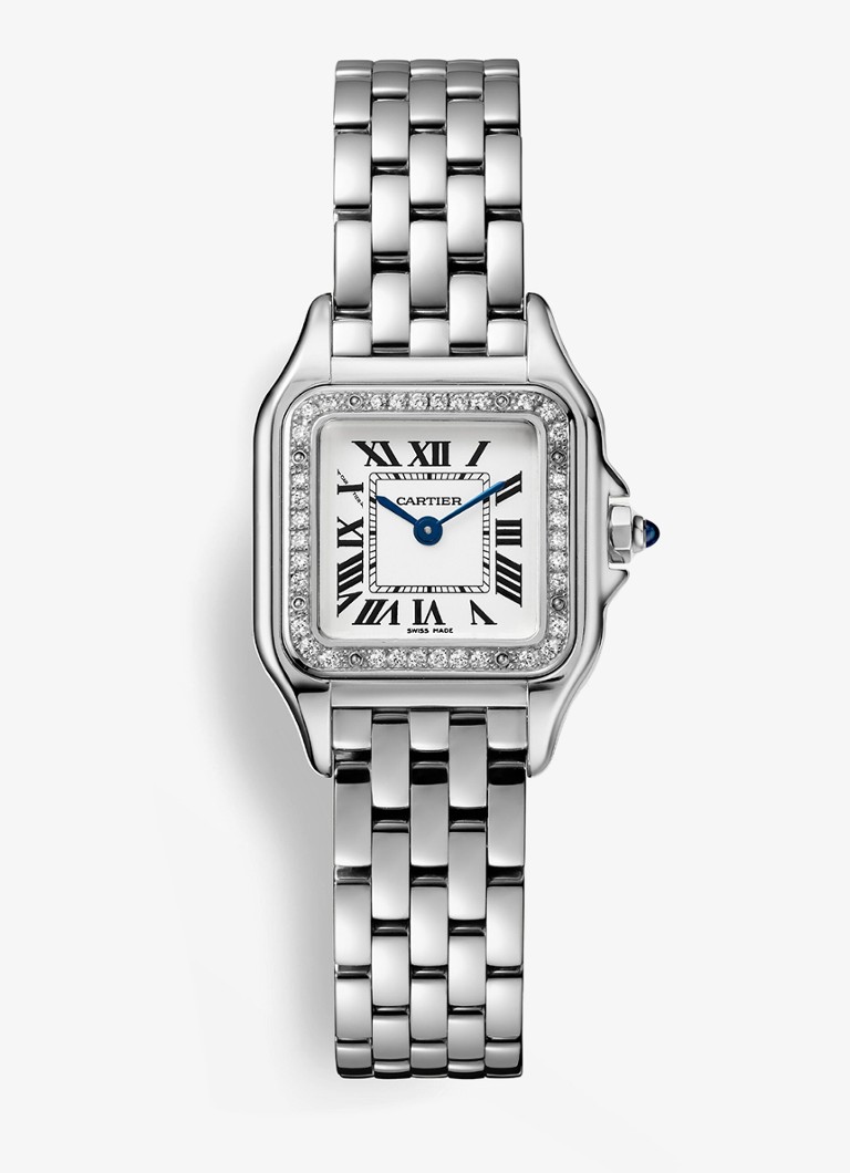 Cartier Dames Panthère de Cartier horloge, klein model met diamanten CRW4PN0016 in de kleur Zilver