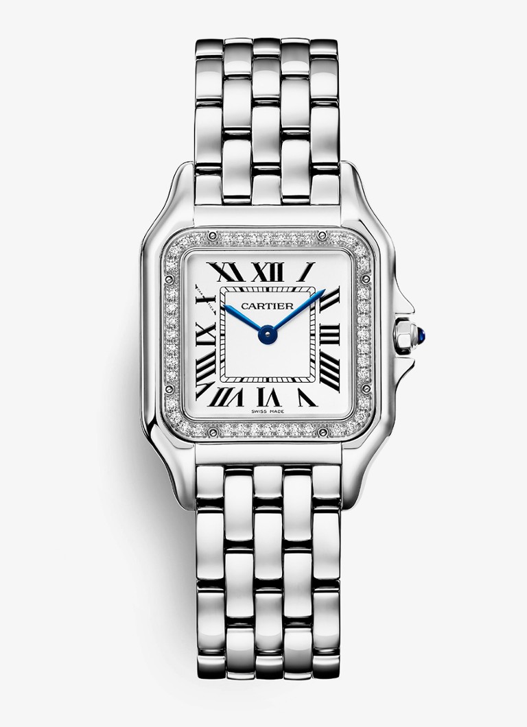 Cartier Dames Panthère de Cartier horloge, medium model met diamanten CRW4PN0018 in de kleur Zilver