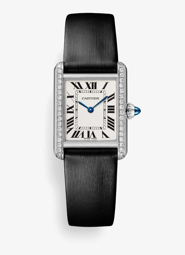 Cartier Dames Tank Must de Cartier horloge, small model met 0.39 ct diamant CRW4TA0031 in de kleur Zilver