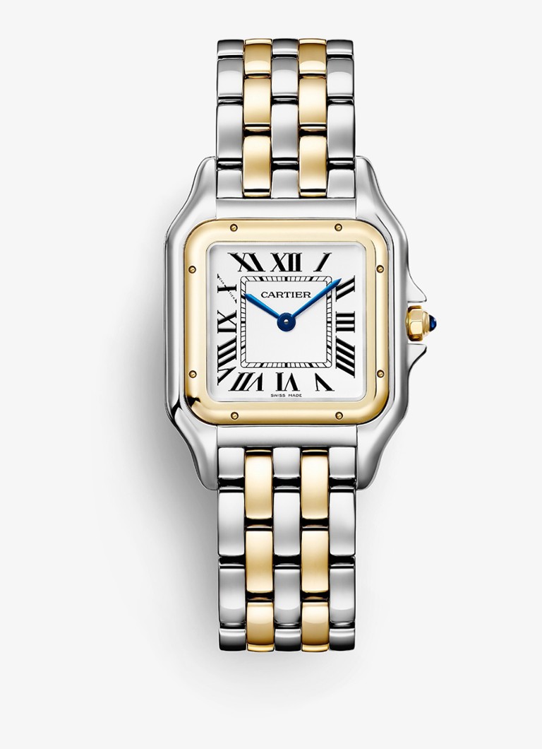 Cartier Dames Panthère de Cartier horloge, medium model van 18 karaat geelgoud en staal CRW2PN0019 in de kleur Zilver