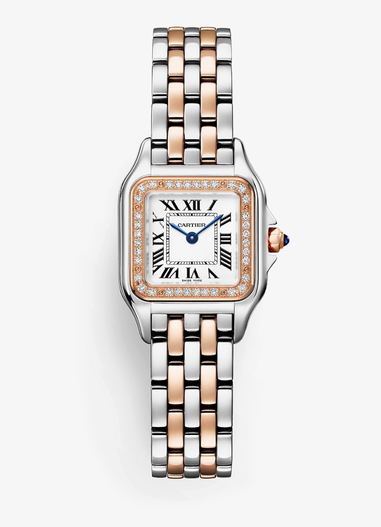 Cartier Dames Panthère de Cartier horloge van 18 karaat roségoud en staal met diamant CRW3PN0014 in de kleur Roségoud