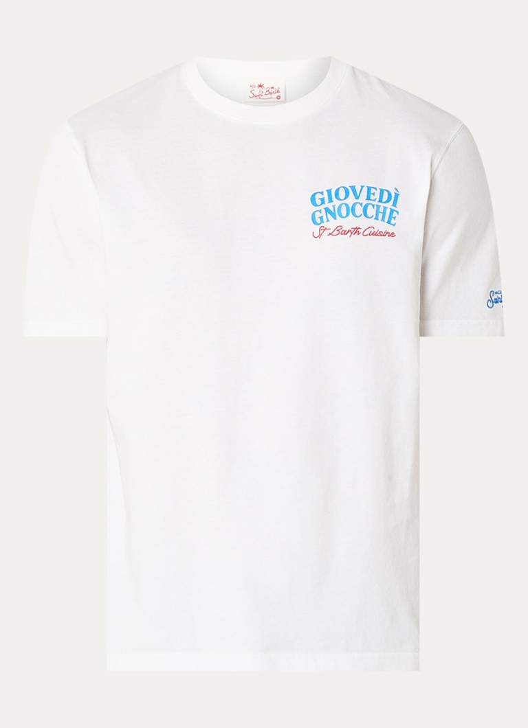 MC2 Saint Barth Heren Portland T-shirt met logo- en backprint in de kleur Wit, maat: L