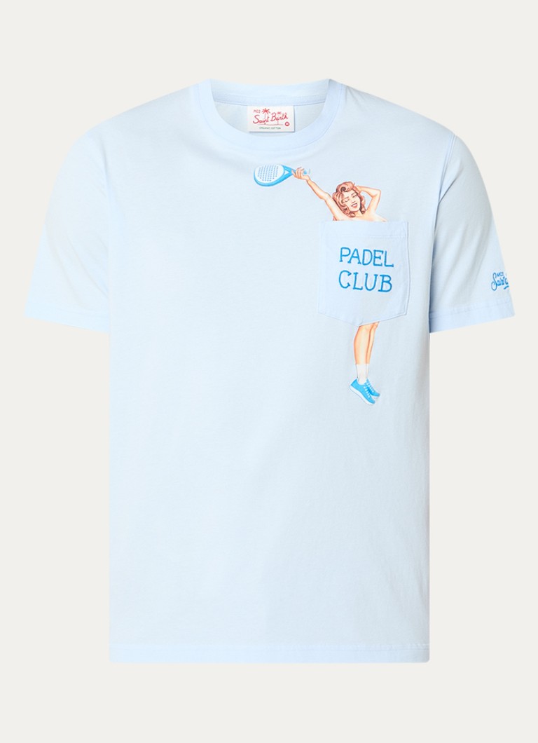 MC2 Saint Barth Heren Padel T-shirt met print in de kleur Lichtblauw, maat: S