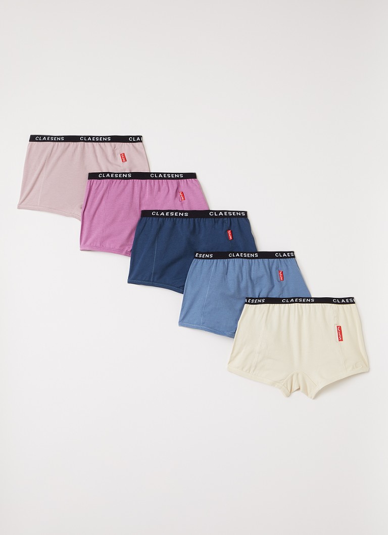 Claesens Meisjes Boxer met logoband in 5-pack in de kleur Indigo