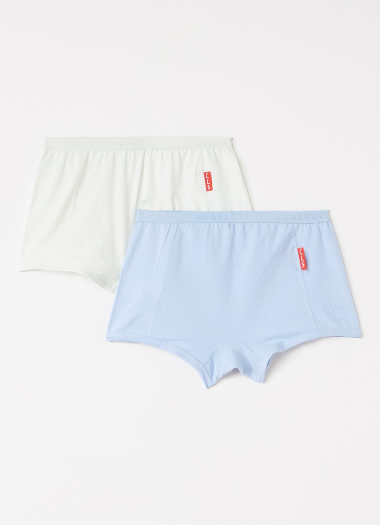 Claesens Meisjes Boxershorts met logoband in 2-pack in de kleur Blauwgrijs