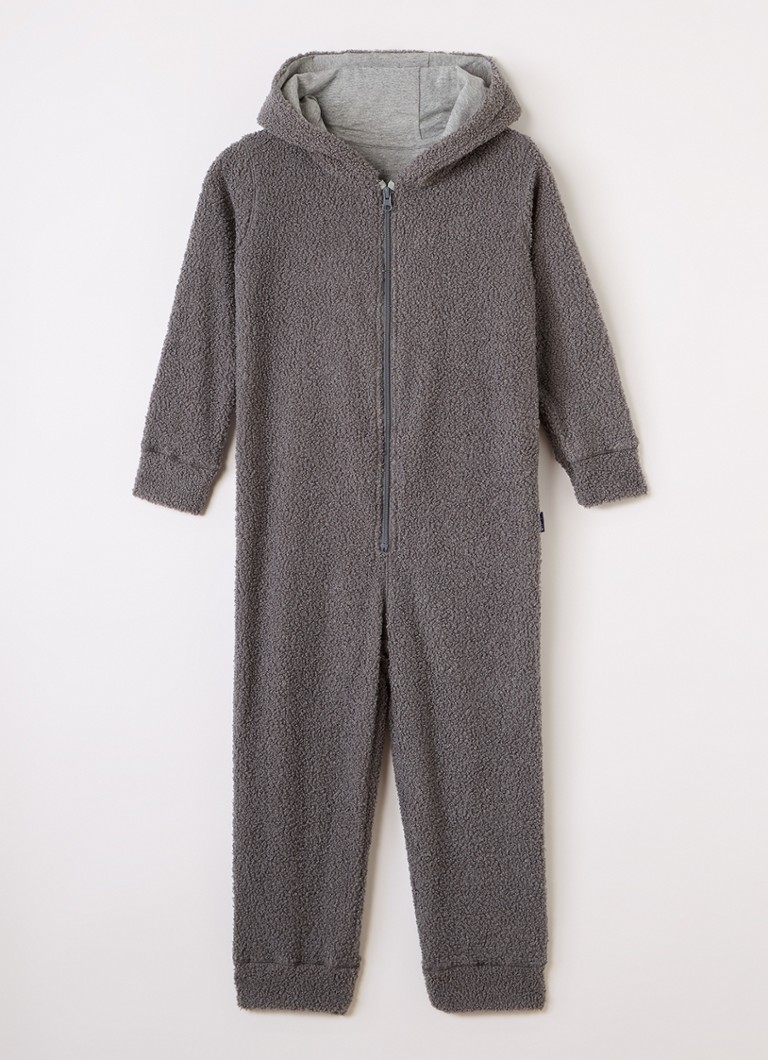 Claesens Jongens Junior Onesie van teddy met capuchon in de kleur Donkergrijs