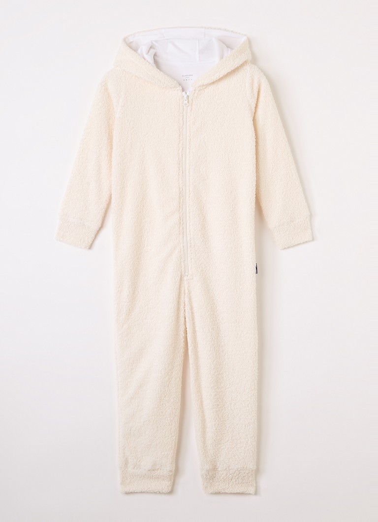 Claesens Jongens Junior Onesie van teddy met capuchon in de kleur Vanillegeel