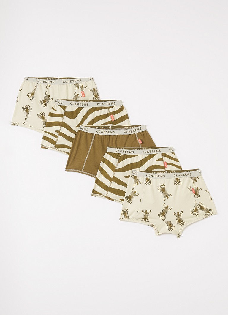 Claesens Meisjes Boxer met print in 5-pack in de kleur Mosgroen